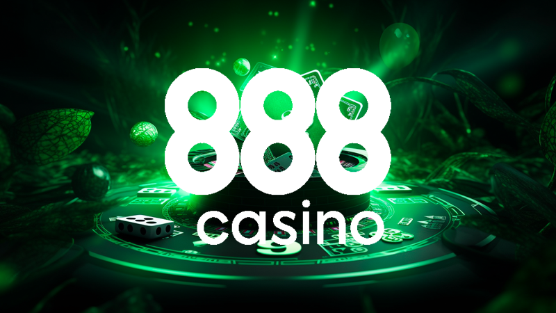888 Casino poster, promoting the company's logo and branding.