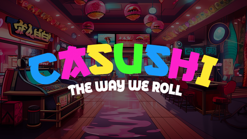 Promotional image for casushi displaying their logo and branding