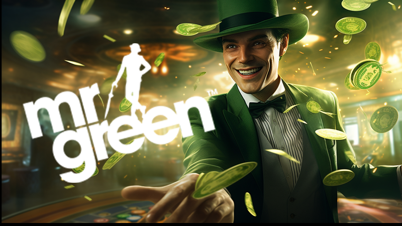 Promotional image for Mr Green displaying their logo and branding